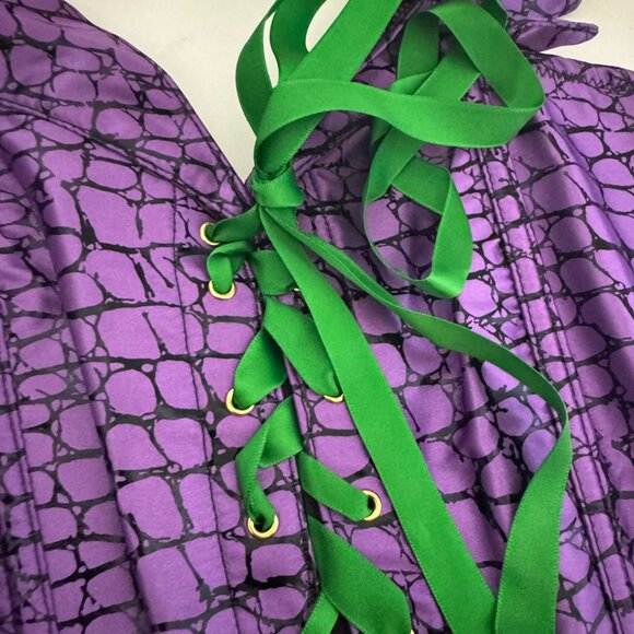 DC Comics The Joker Lace up Halter Top Medium Purple Green Corset Costume Cospla - Picture 6 of 16